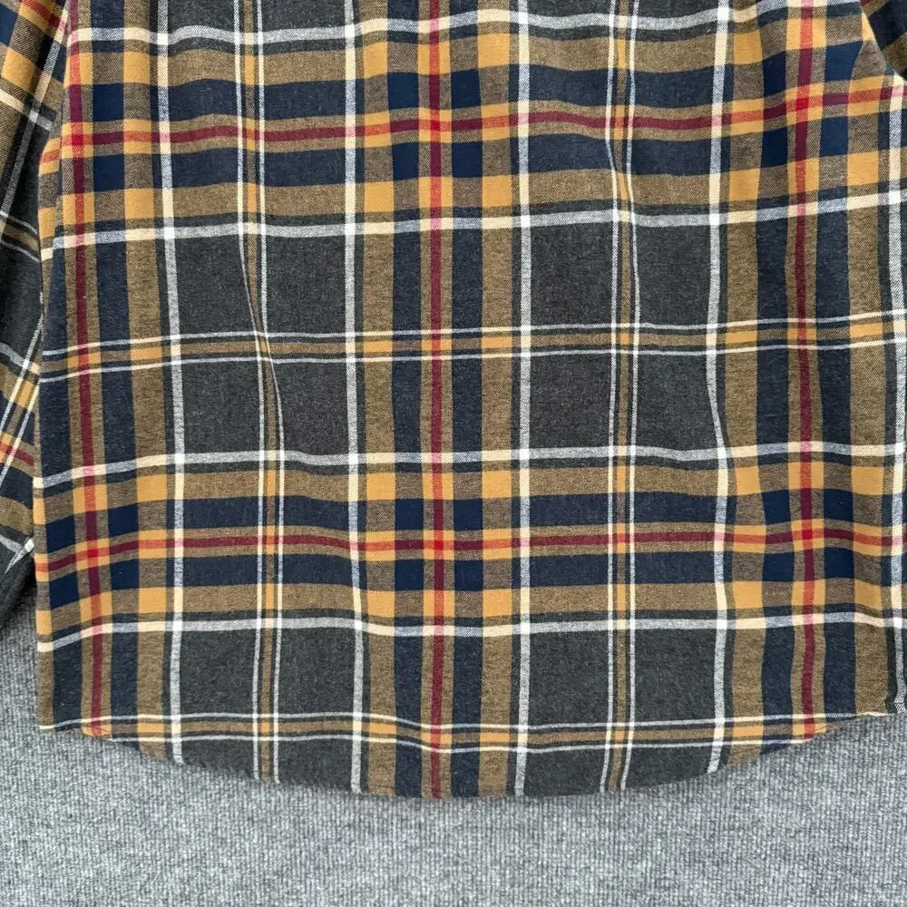 Weatherproof Vintage Plaid Flannel Button Up Shirt Mens XL Gray Long Sleeve
